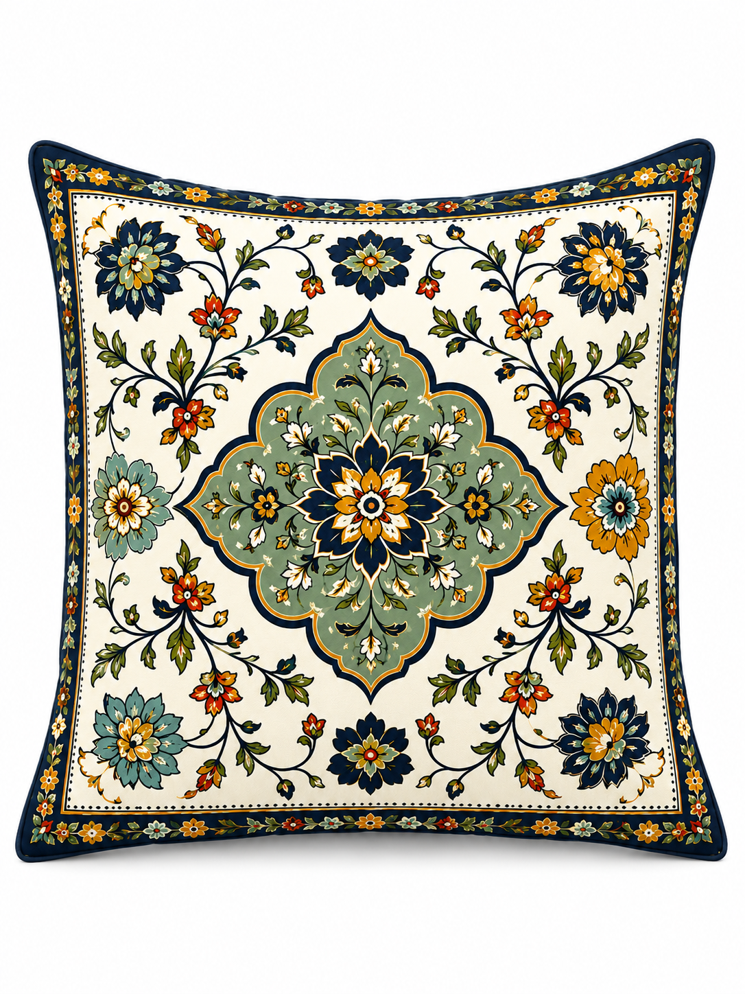 İznik Çinisi 4'lü Kırlent Kılıfı ve Runner Seti 43x43 cm Kırlent Kılıfı + 40x140 cm Runner Polyester