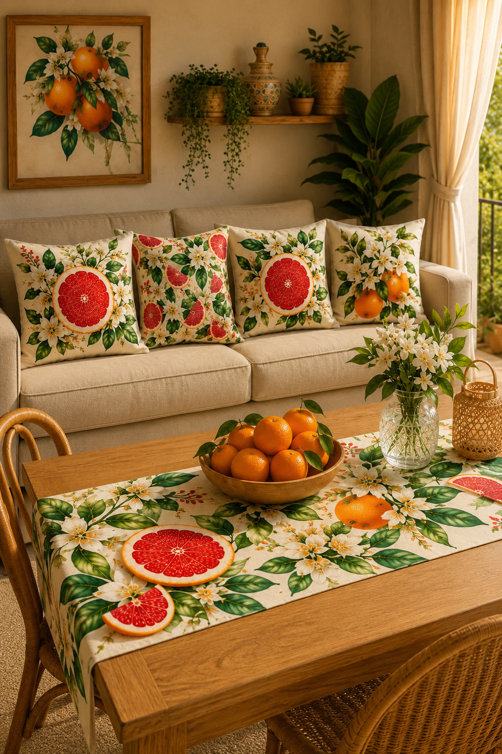 4'lü Kırlent Kılıfı + Runner Seti 43x43 cm Kırlent Kılıfı ve 40x140 cm Masa Runnerı