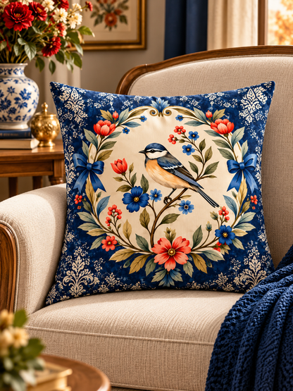 AHENK | Etnik ve Çiçek Desenli Dekoratif Kırlent Kılıfı – 45x45 cm