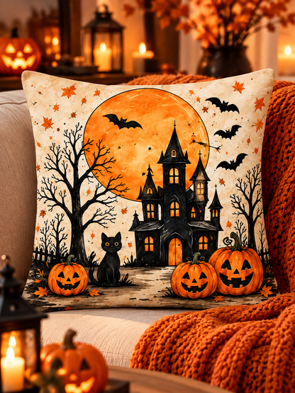 Halloween Temalı Dekoratif Kırlent Kılıfı 45x45 cm – 4’lü Set