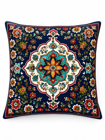 İznik Çinisi 4'lü Kırlent Kılıfı ve Runner Seti 43x43 cm Kırlent Kılıfı + 40x140 cm Runner Polyester