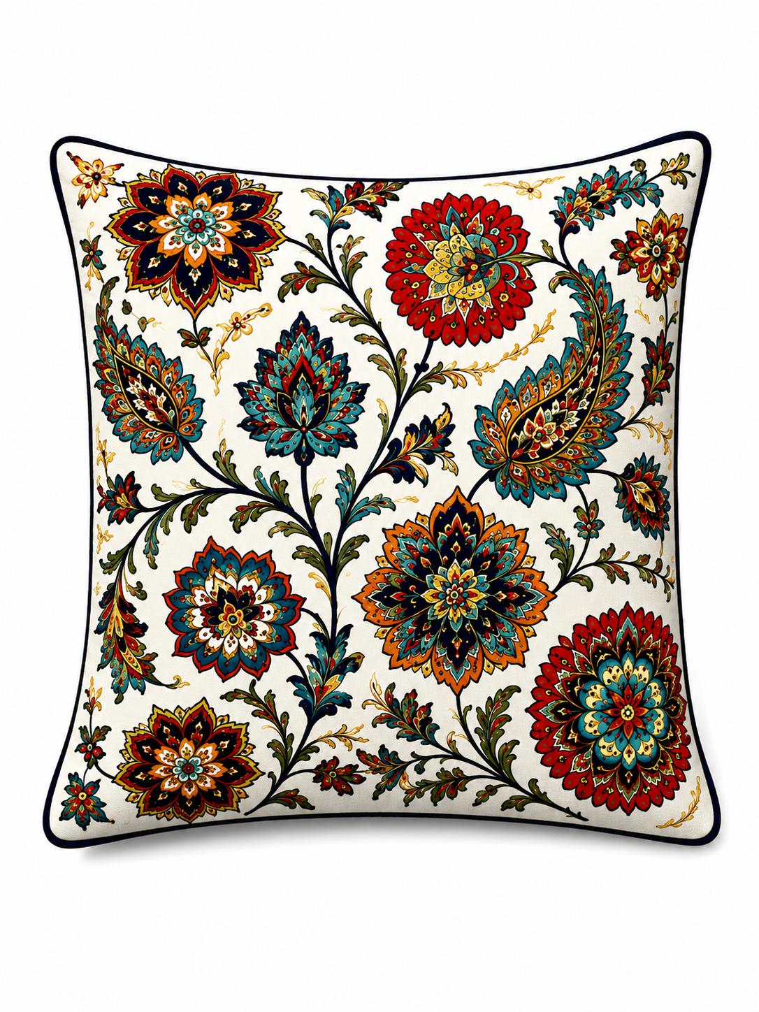 İznik Çinisi 4'lü Kırlent Kılıfı ve Runner Seti 43x43 cm Kırlent Kılıfı + 40x140 cm Runner Polyester