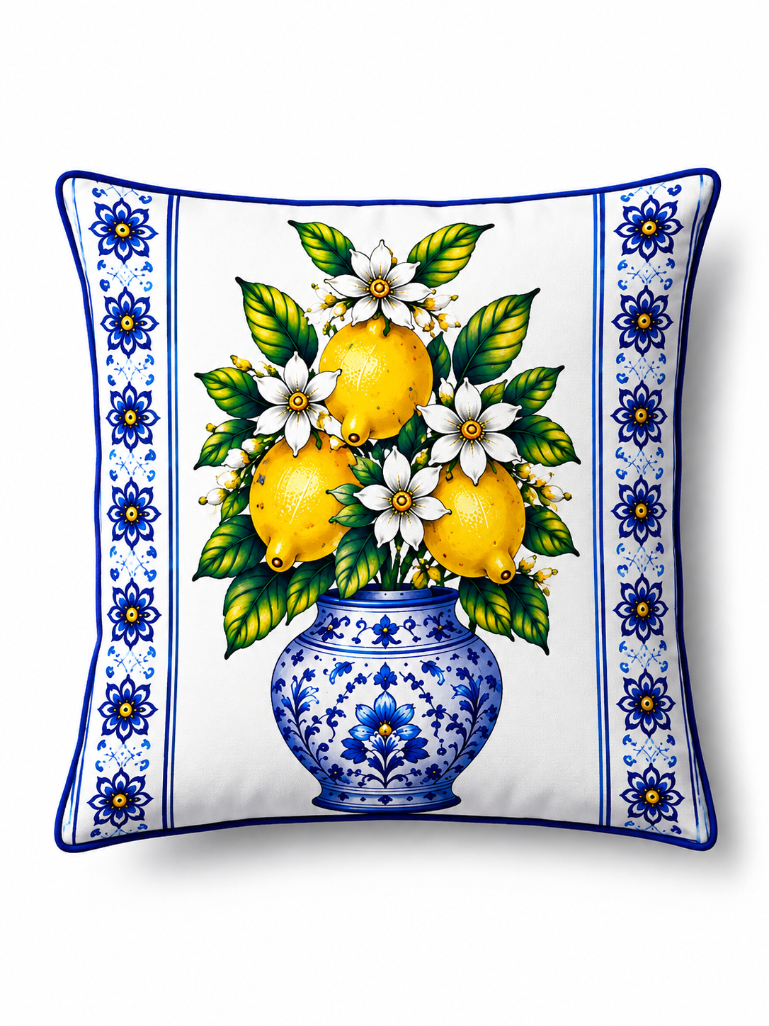 4'lü Akdeniz Desenli Kırlent Kılıfı ve Runner Seti 43x43 cm Kırlent Kılıfı + 40x140 cm Masa Runnerı