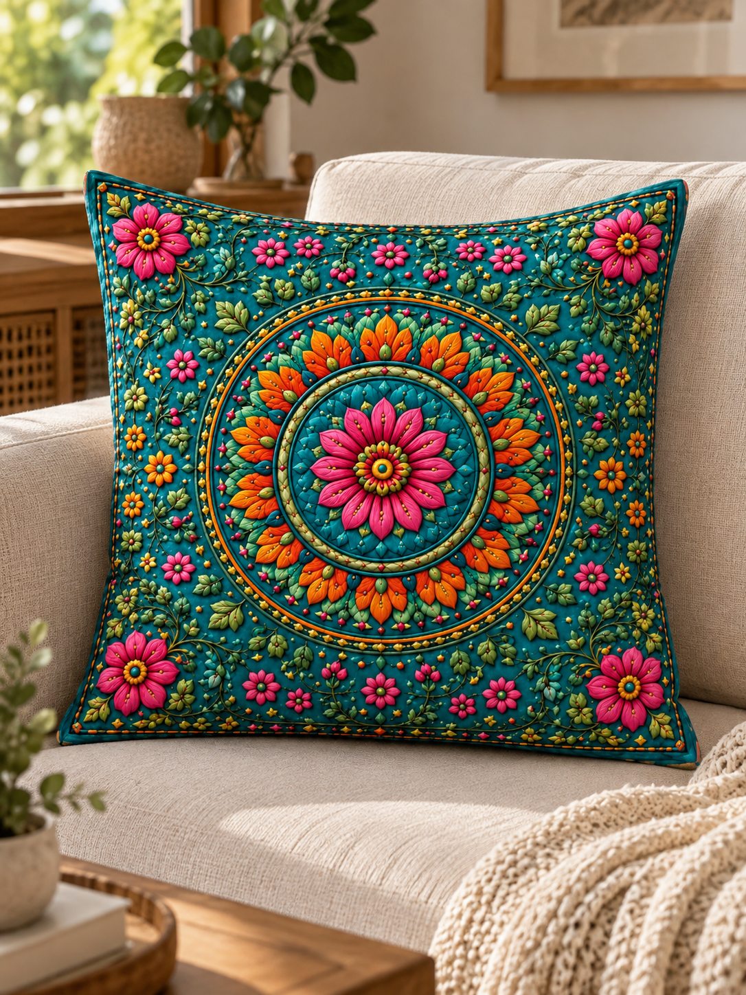 Ottoman Bloom 4’lü Dekoratif Kırlent Kılıfı Seti – Otantik Çiçek Desenli