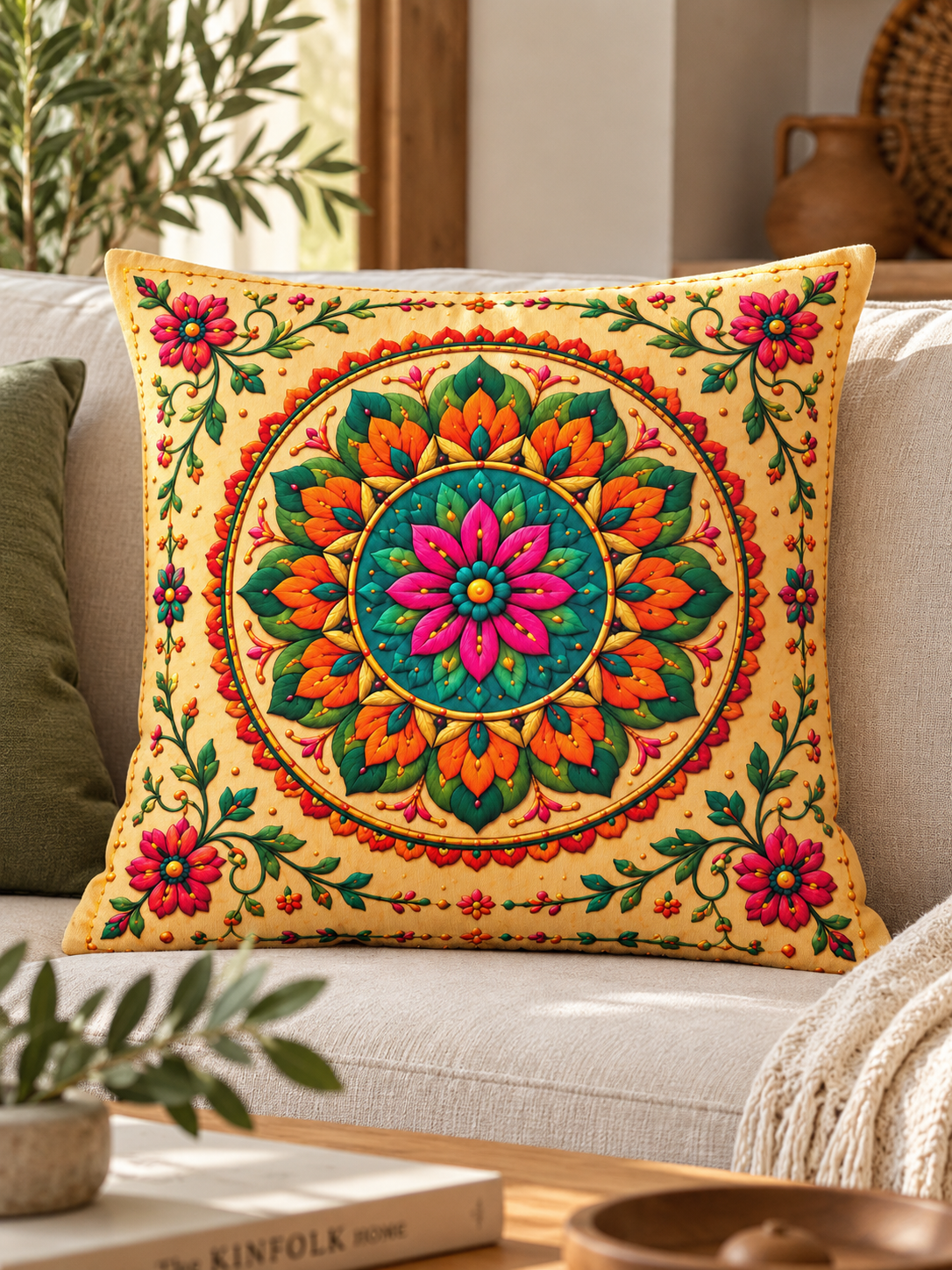 Ottoman Bloom 4’lü Dekoratif Kırlent Kılıfı Seti – Otantik Çiçek Desenli